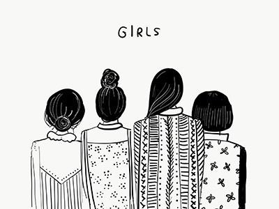 Girls black and white digital art doodles drawing fashion girls illustration lettering sketch women