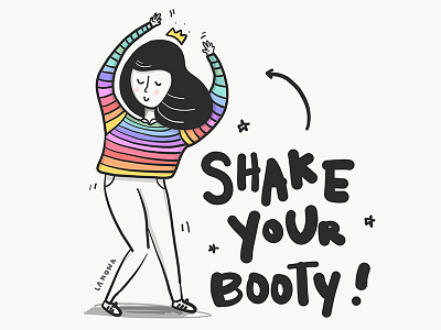 Shake Ur Booty black and white digital art doodles drawing fashion girls illustration lettering sketch women