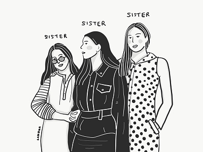 HAIM - sister sister sister tour black and white digital art doodles drawing fan art fashion girls illustration lettering sketch