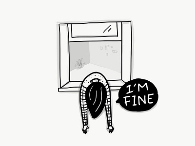 I'm Fine black and white comic digital art doodles drawing illustration sketch