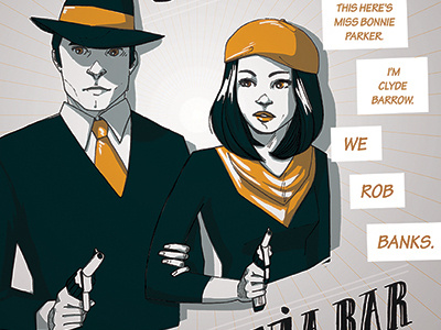 Bonnie & Clyde comics film noir illustration music poster