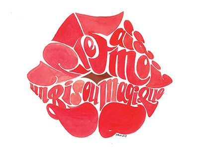 Bisou Magique lettering music psychedelic watercolor