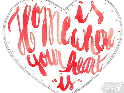 Home is where your heart is lettering watercolor