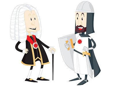 Marquês de Pombal & Gualdim Pais historical figures mascots vector