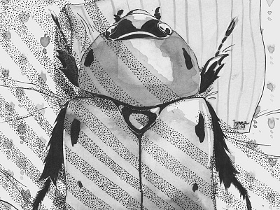 Samsa Syndrome bed bugs bw drawing ink fanzine illustration