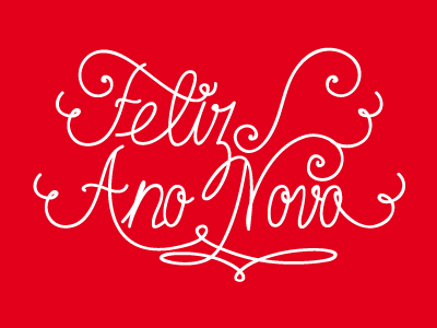 Feliz Ano Novo celebration happy new year holidays lettering postcard