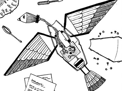 Ornithopter drawing ink illustration kids books