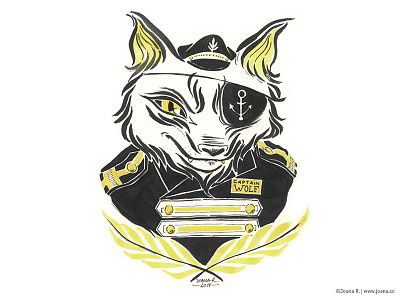 Sea Wolf captain drawing ink illustration sea wolf watercolor wolf