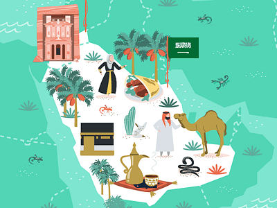 Jordan & Saudi Arabia illustrated map illustration jordan map maps saudi arabia vector vector illustration