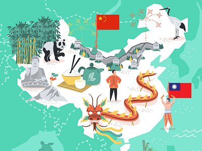 China & Taiwan china illustrated map illustration mapa maps taiwan vector vector illustration
