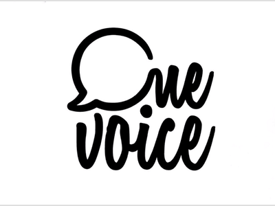 ‘One Voice’ work mark branding corporate feedback identity in house design logo one voice word mark