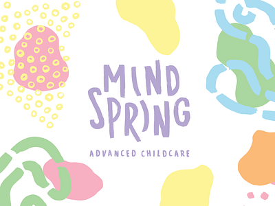 MindSpring Childcare abstract brand identity branding handlettering logotype paint pattern shapes