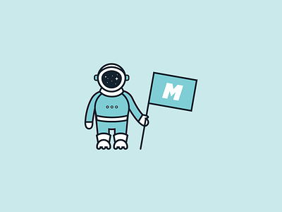 Merit Childcare astronaut brand identity childcare flag graphic design illustration logomark spaceship stars