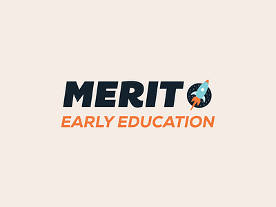 Merit Childcare brand identity childcare education illustration logomark logotype space spaceship