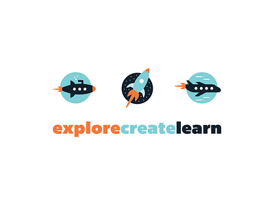 Merit Childcare airplane brand identity branding create curiosity design explore illustration learn spaceship submarine travelling