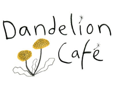Cafe logo for Yoga centre cafe dandelion font illustration lettering logo organic