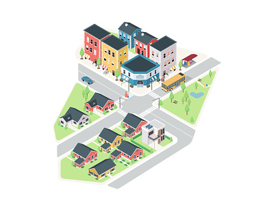 Future of Housing lllustration design house illustration interactive neighborhood vector