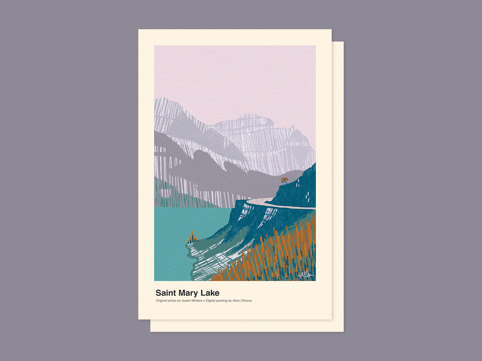 Digital Illustration for Glacier National Park digital art digital illustration digital painting graphic art graphic design illustration national park painting