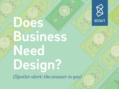 Does Business Need Design? boston business event flat graphic illustration marketing money northeastern poster print scoutdesign