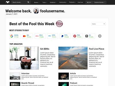 Motley Fool premium dashboard dashboard design fool redesign