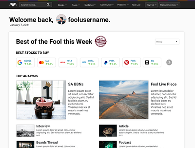 Motley Fool premium dashboard dashboard design fool redesign