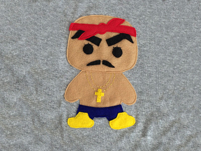 Tupac apparel baby clothes california craft design felt hand hip hop kids clothing rap sewing tupac