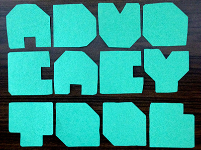 Paper Cutout Typeface block letters construction paper cut out handmade type