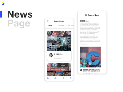 Daily UI 094 News 36daysoftype app branding daily ui dailyui figma identity design news news page ui ui design user interface ux