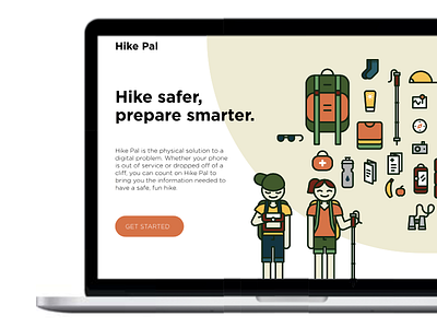 Hike Pal Homepage hike iconography icons project school ui ux