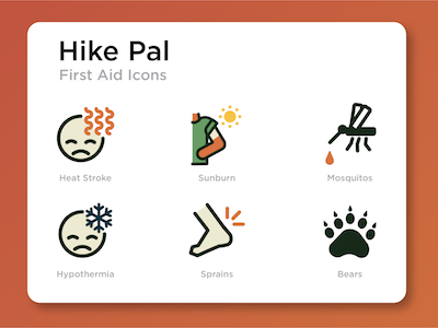 Hike Pal First Aid Icons hike iconography icons project school ui ux