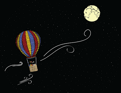 Hot Air Balloon Illustration design illustration night t shirt t shirt art t shirt design