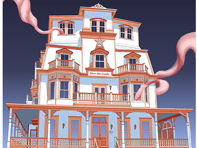 Victorian House adobe illlustrator adobe photoshop adobe photoshop cc adobe photoshop illustration cape may color complementary colors design house house illustration illustration illustrator art new jersey victorian