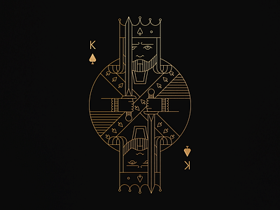 Playing cards - King of Spades black card cards crown deck of cards gold illustrator johannlucchini king outline playing card playing cards spade vector