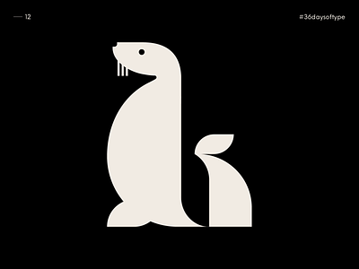 L as Sea Lion - 36 Days of Type 2020 36daysoftype alphabet alphabet typography animal blackandwhite design graphic design johannlucchini sea lion seal sealife sealion typography vector
