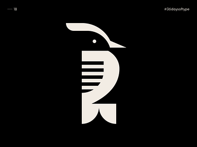 R as Red-Cockaded woodpecker - 36 Days of Type 2020 alphabet animal animal illustration animal logo bird bird illustration bird logo birds birds logo logotype logotypes negative space typography woodpecker