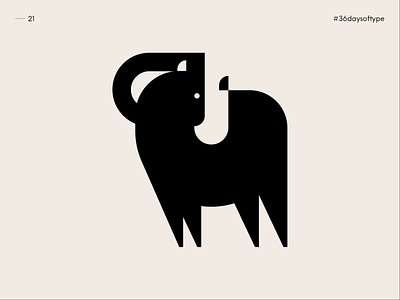 U as Urial - 36 Days of Type 2020 36daysoftype animal animal design art direction blackandwhite design graphic design johannlucchini logo logotype minimal typography urial