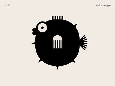 0 Fugu Fish - 36 Days of Type 2020 aquatic blackandwhite creature design design fish fugu fun graphic design illustration johannlucchini logotype minimal sea typography vector