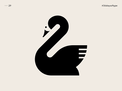 2 is for Swan - 36 Days of Type 2020 animal art direction bird black swan design illustration johannlucchini logo logotype minimal swan swan logo typography white and black