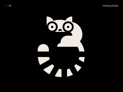 3 is the Lemur - 36 Days of Type 2020 alphabet animal blackandwhite design graphic design illustration lemur logo logotype minimal typography vector