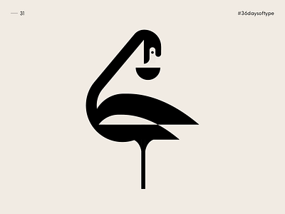 4 for Flamingo - 36 Days of Type 2020 alphabet animal bestiary flamingo graphic design graphic designer illustrator johannlucchini logo logotype pink flamingo typography vector