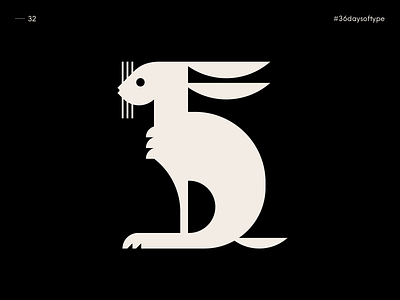 5 is the Hare - 36 Days of Type 2020 alphabet animal blackandwhite bunny easter easter bunny graphic design hare illustration johannlucchini logotype logotypes rabbit rabbit logo type typography vector