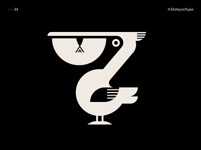 7 is the Pelican - 36 Days of Type 2020 animal bird bird logo blackandwhite design fish graphic design illustration johannlucchini logo logotype minimal pelican