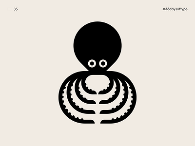 8 is the Octopus - 36 Days of Type 2020 animal logo black and white graphic design illustration johannlucchini logo logotype minimal monogram octopus octopus logo sea symbol vector art wildlife