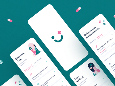 Medical App app app design art direction art director clean design graphicdesign graphics green johannlucchini medical pink ui ui design uidesign