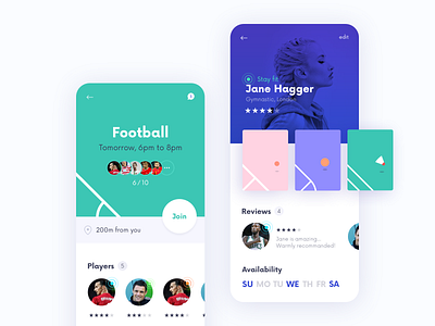 Profile screens for a sport app art direction blue blue and white clean clean design colors interface minimalist profile profile screen sport sport app sport branding ui design ui designs userinterface