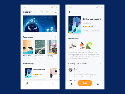 Read Book app design sketch ui