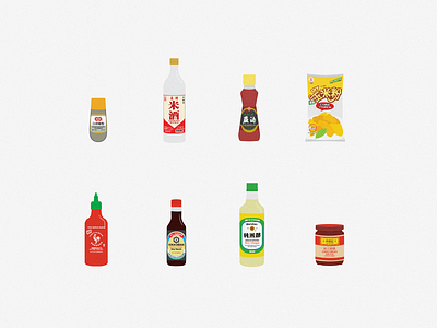 Sauce illustrations from an old project ai art cornstarch design doodle drawing flatart graphicdesign illustration illustrationartists illustrationparade ricevinegar sauce sketch soysauce sriracha toooy toooyplanet vectorart