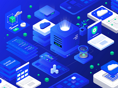 Cloud & Hosting Isometric Illustration set