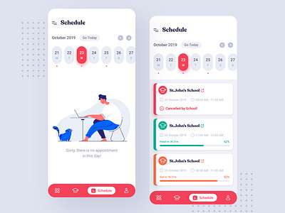 Schedule Page Design adobe illustrator adobe xd android apple calendar design iphone kamyar yazdanpanh mobile mobile design schedule ui ui ux ui design uid user experience user interface ux ux design uxd