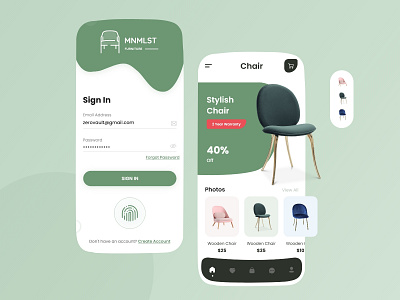 Chair Mobile App chair design clean design creative mobile application ui ux design